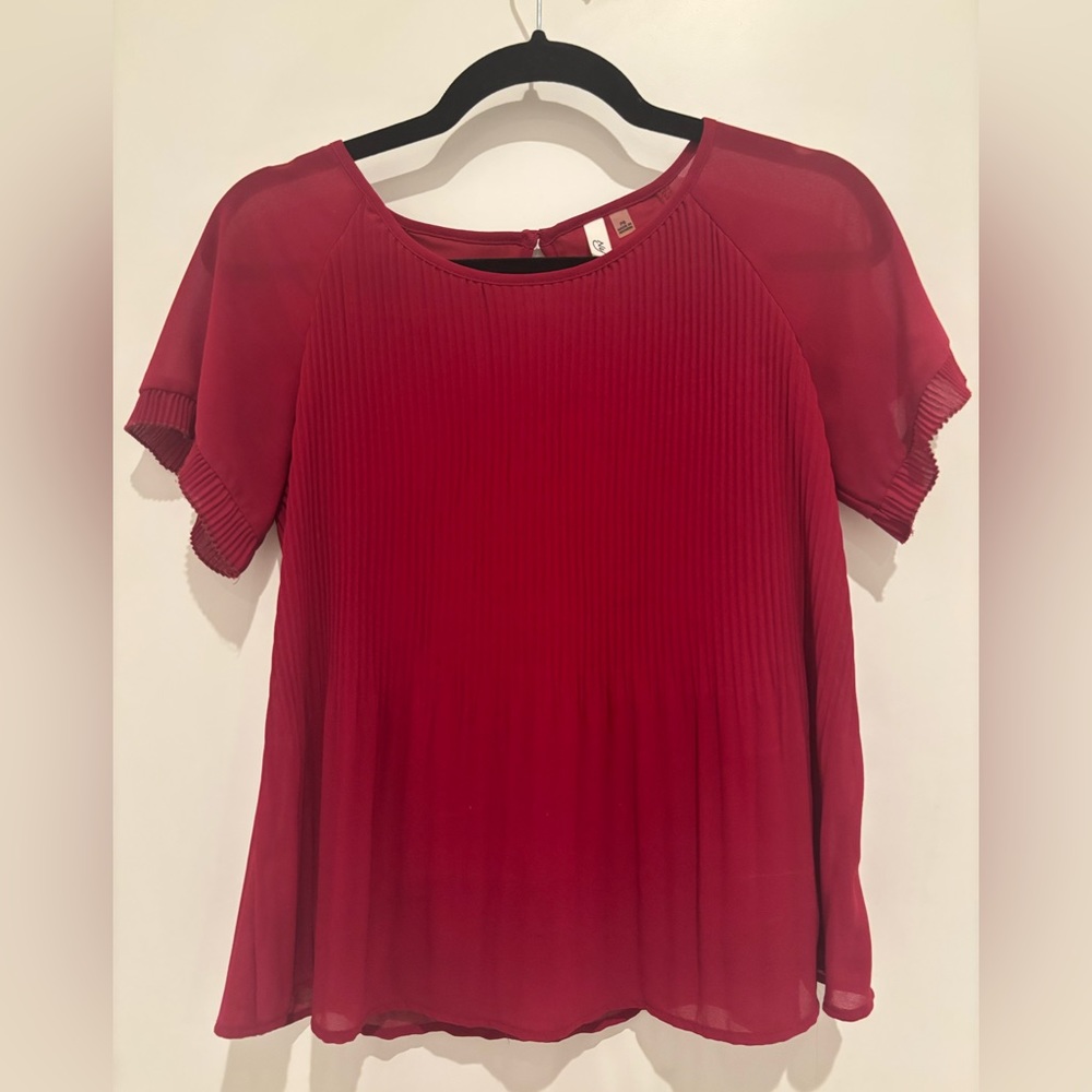 NY Collection Madjenta/Dark Pink Pleated Blouse